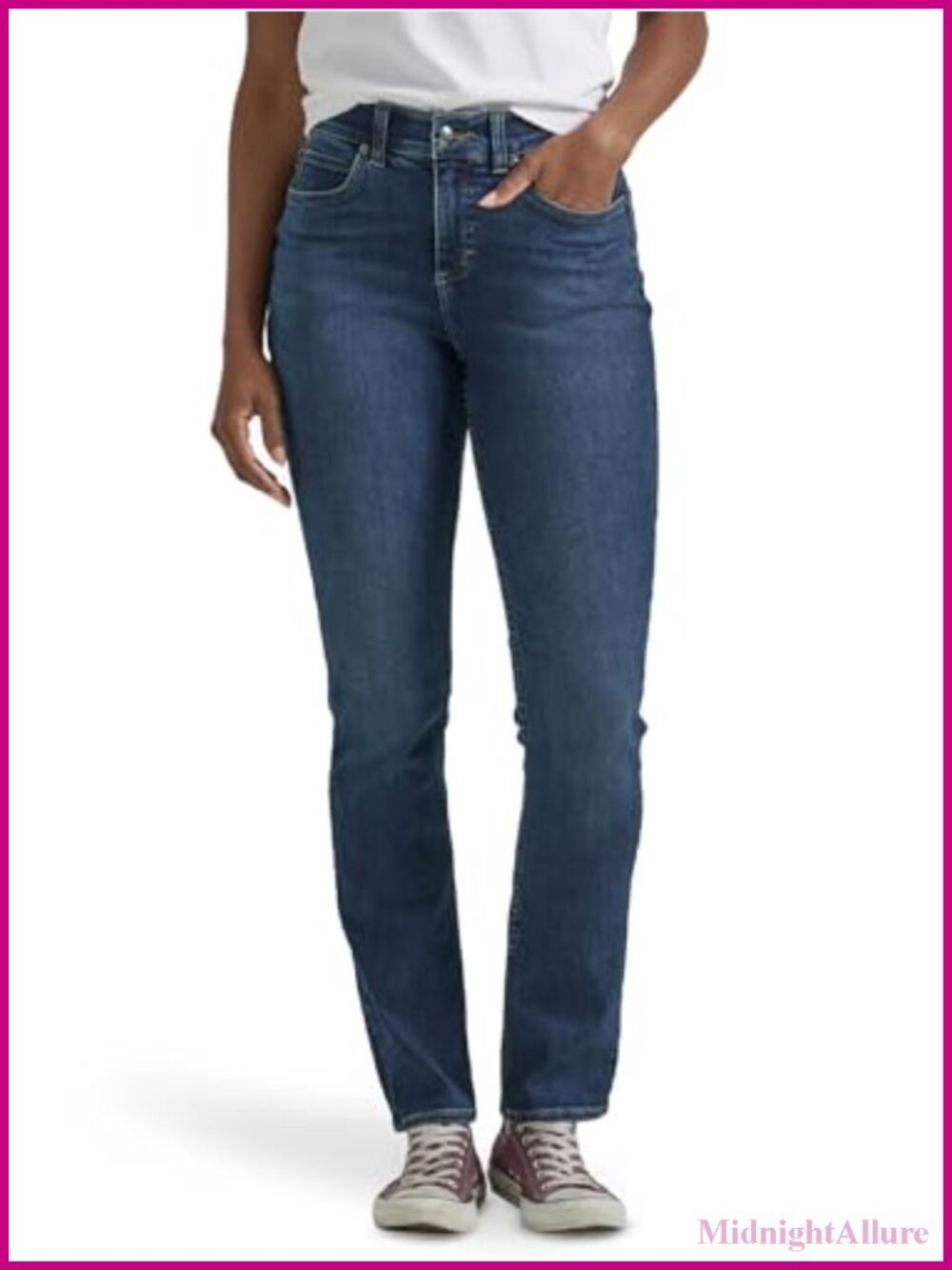 Straight Leg Jeans Mid Rise Flex Motion Comfort Casual Denim Pants